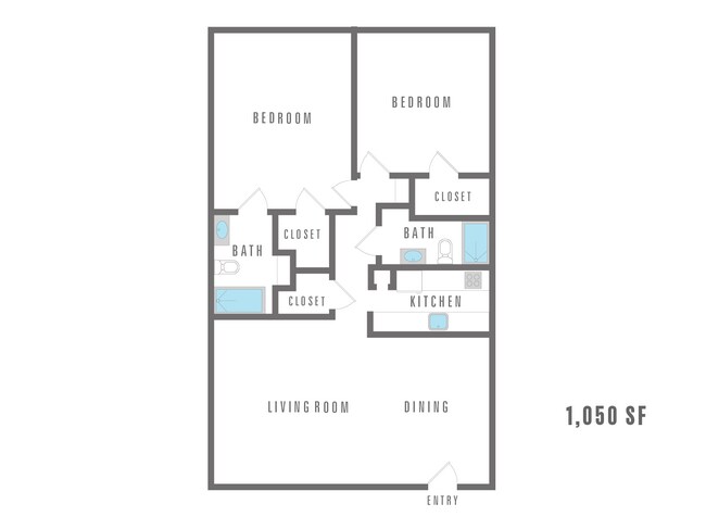 2 Bedroom 2 Bath 8607 Jones Maltsberger 7-712 floor plan